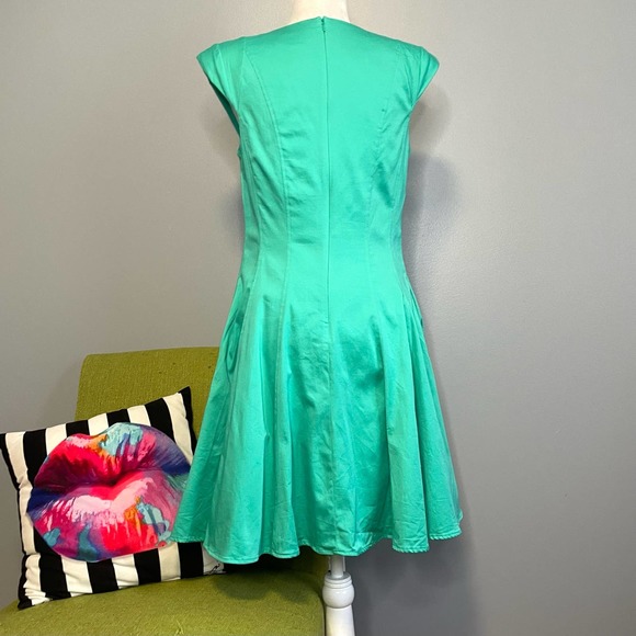 Jessica Simpson Green Fit and Flare Dress 10 Work Cocktail - Picture 5 of 5